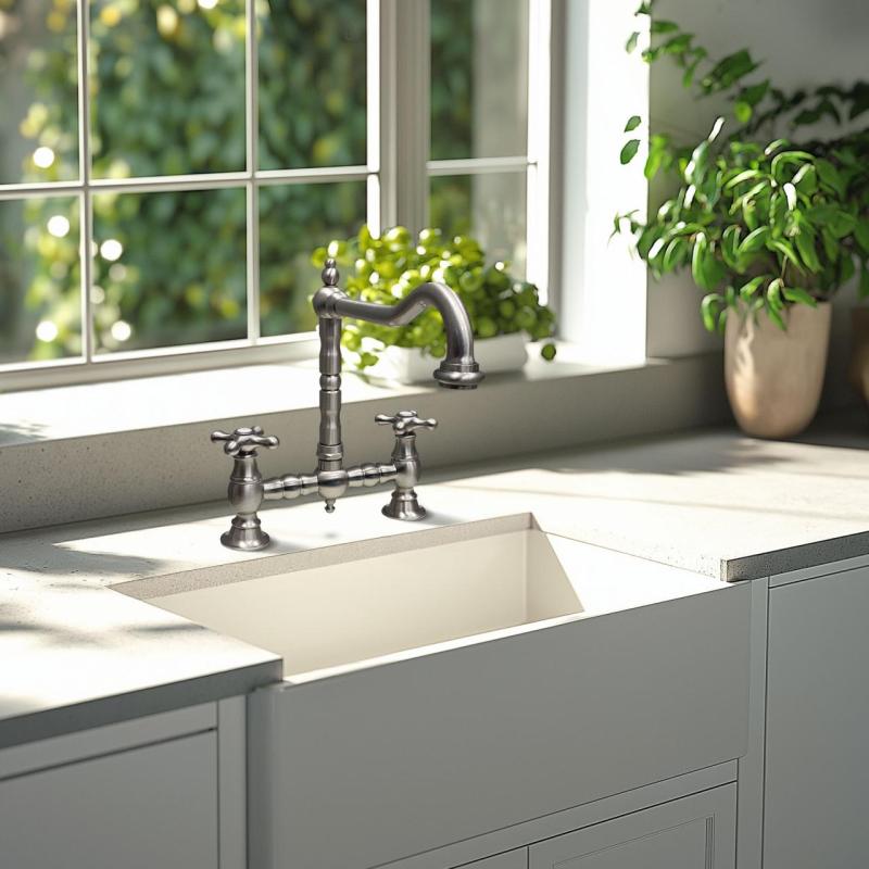 PB Nostalgická kuchynská batéria s výtokom v tvare písmena L a hviezdicovými rukoväťami, nerezová oceľ PBN.RVS.H.ST