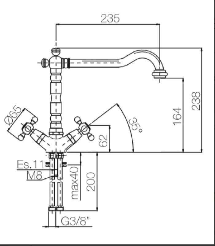 PB Nostalgická kuchynská batéria V1910 Bronz