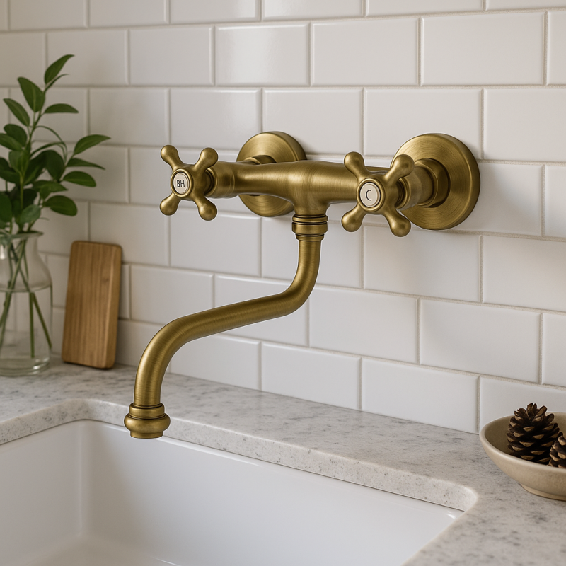 PB Nostalgická kuchynská batéria Classic C nástenná batéria Bronz 10.2722