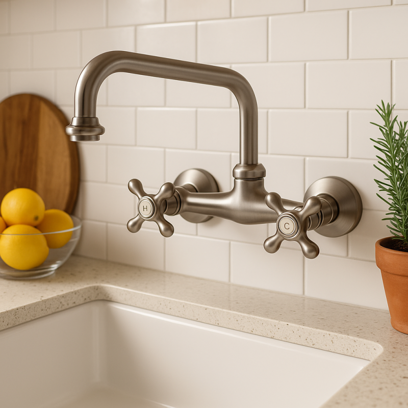 PB Nostalgická kuchynská batéria V2723 nástenná batéria nerezová oceľ