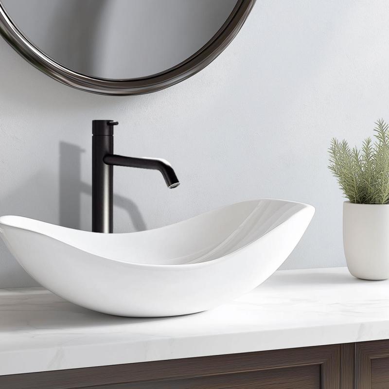 Waterevolution Flow vysoká umývadlová batéria pre umývadlá vrátane click waste matná čierna T115PR