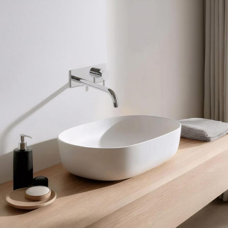 Waterevolution Flow vstavaná umývadlová batéria s krycou doskou chróm s výtokom 25 cm T1161B01-25