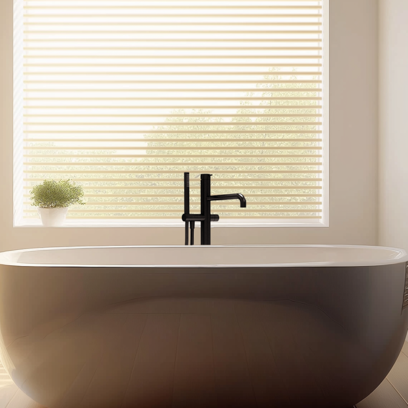 Waterevolution Flow voľne stojaca vaňová batéria s ručnou sprchou matná čierna T133PR