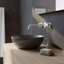 Waterevolution Flow 3-otvorová vstavaná batéria k umývadlu, matná biela, s výtokom 25 cm T1163FBR-25