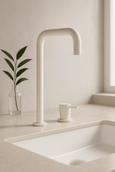 Waterevolution Flow 2-otvorová umývadlová batéria vysoký výtok 222 matná biela T122HBR