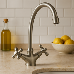 Nostalgická kuchynská batéria V1900 nerezová oceľ