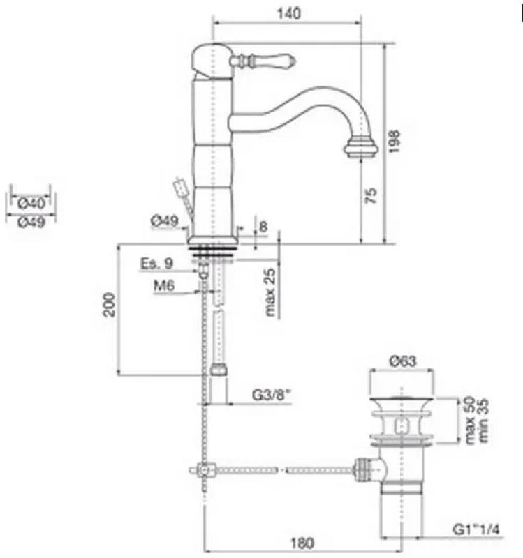 PB Classic klasická umývadlová batéria pilar nerezová oceľ 1208592582