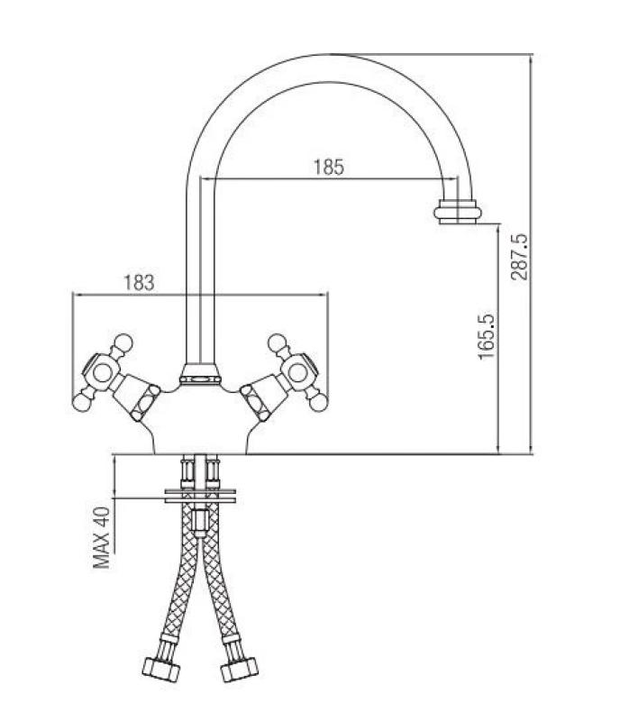 PB Nostalgická kuchynská batéria V1905 Chróm