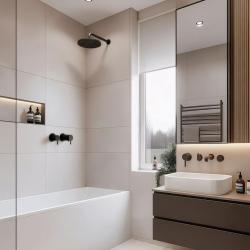 Vodná revolúcia Flow zabudovaný sprchový termostat s okrúhlou rozetou v matnej čiernej farbe 1208778082 T142TBPR