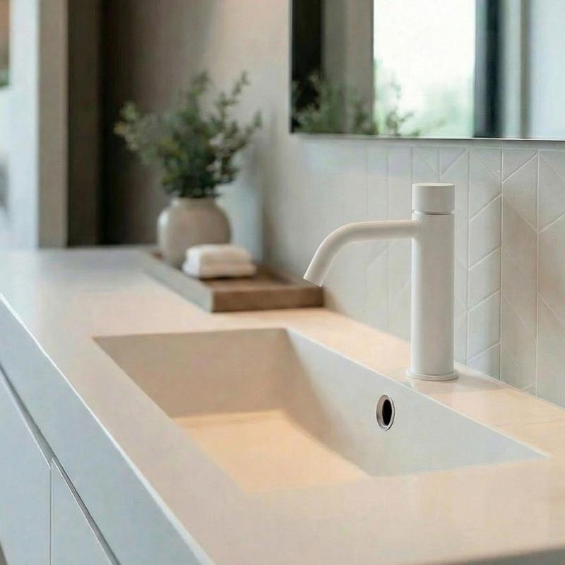 Waterevolution Flow Samozatvárací umývadlová batéria matná biela T110TPBR