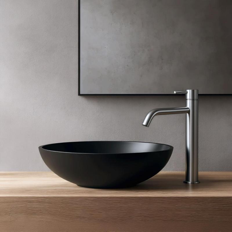 Waterevolution Flow umývadlová batéria s vysokým výtokom pre umývadlá vrátane click plug, úplne z nehrdzavejúcej ocele T115IE