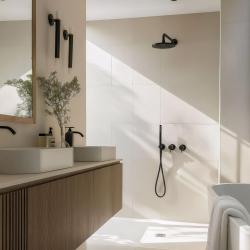 Waterevolution Flow vstavaná sprchová sada matná čierna s termostatom, dažďovou sprchou a ručnou sprchou 1208846402