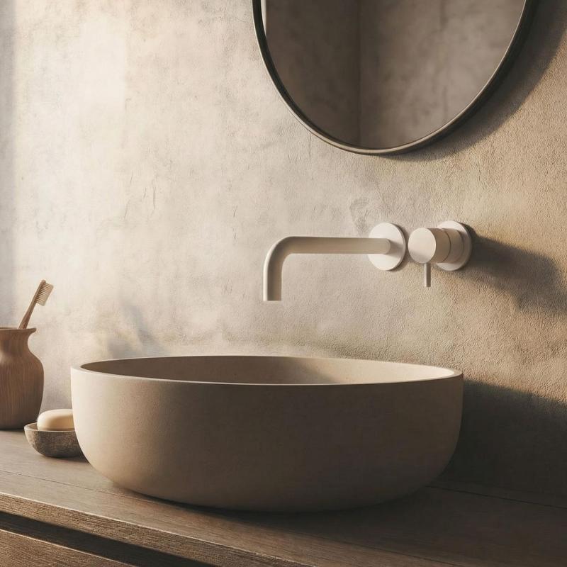 Waterevolution Flow vstavaná batéria k umývadlu matná biela s výtokom 15 cm T116BBR-15