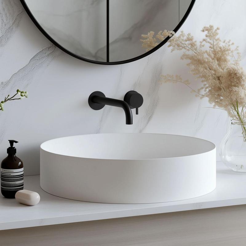 Waterevolution Flow vstavaná batéria k umývadlu matná čierna s výtokom 15 cm T116BPR-15