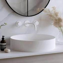 Waterevolution Flow 3-otvorová vstavaná batéria k umývadlu, matná biela, s výtokom 15 cm T1163FBR-15