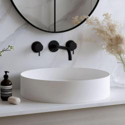 Waterevolution Flow 3-otvorová vstavaná batéria k umývadlu, matná čierna, s výtokom 15 cm T1163FPR-15