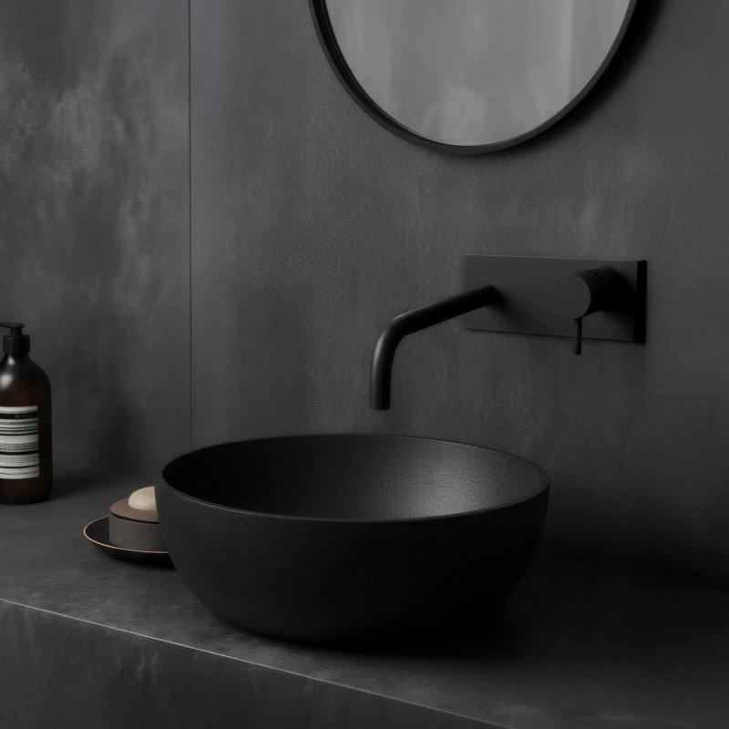 Waterevolution Flow vstavaná umývadlová batéria s krytom matná čierna s výtokom 21 cm T1161BPR-21