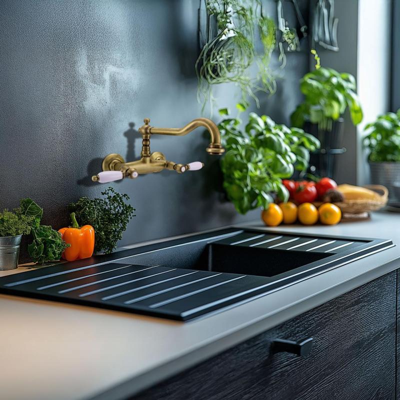 PB klasický kohútik Nástenný kohútik Biele rukoväte Bronz 1208854182