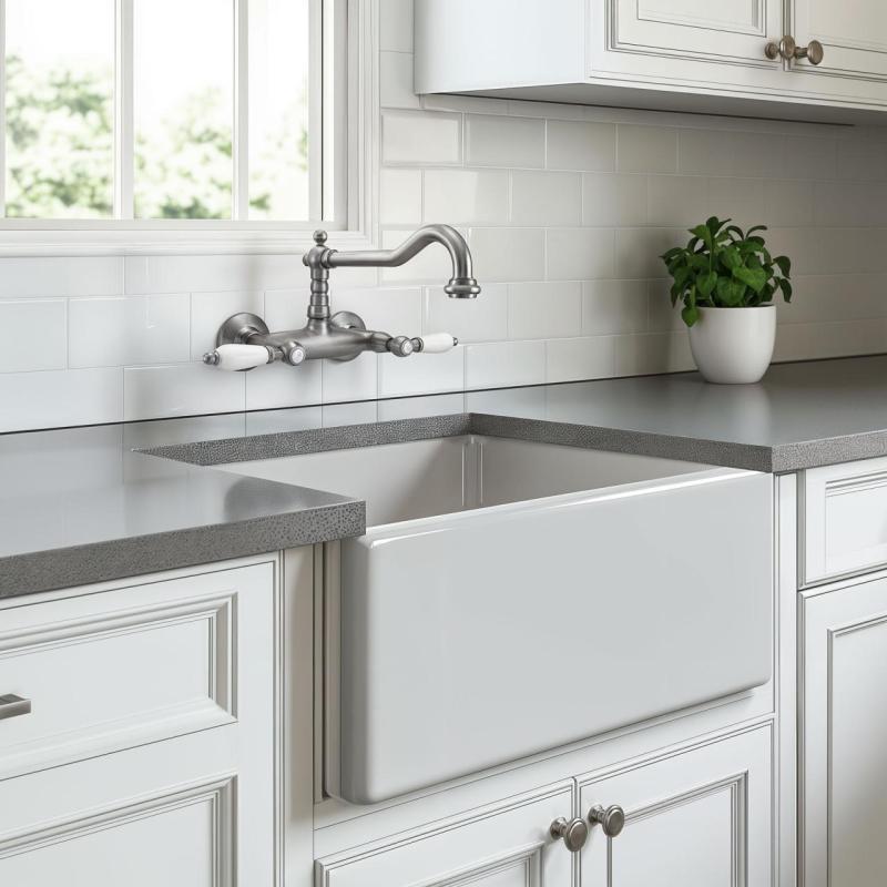 PB klasický kohútik Nástenný kohútik Biele rukoväte Nerez 1208854192