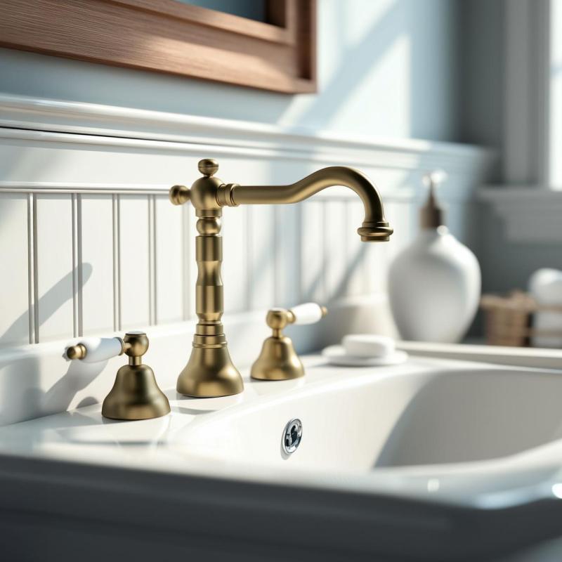 PB klasická batéria, 3-otvorová umývadlová batéria, biele rukoväte, bronz 1208854272