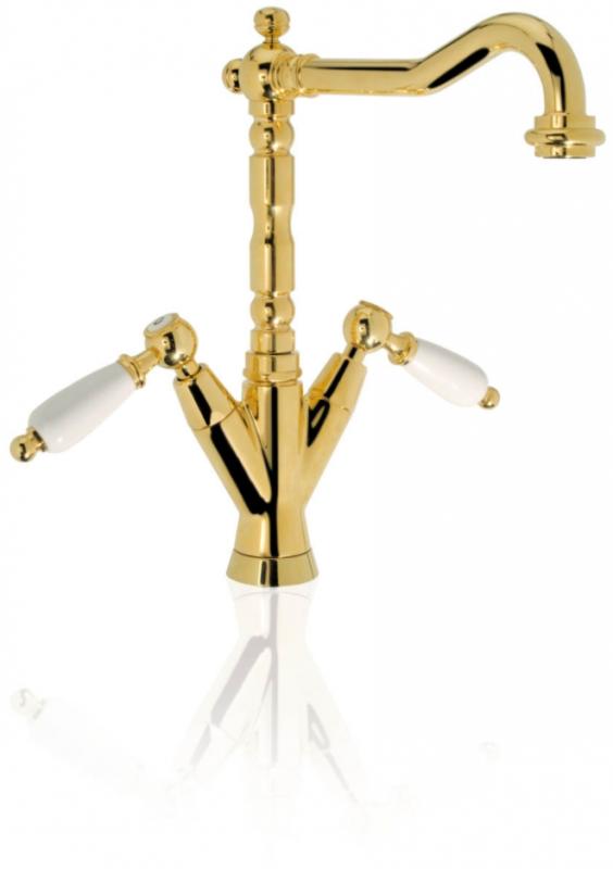 PB klasický kohútik umývadlová batéria Biely pákový ovládač výtok 18,5 cm Bronz 1208854302