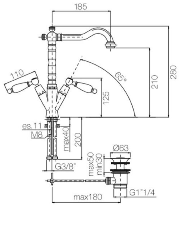 PB klasický kohútik umývadlová batéria Biely pákový ovládač výtok 18,5 cm Bronz 1208854302