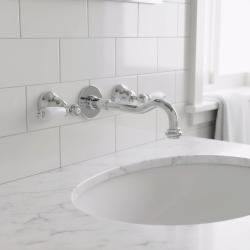 PB klasický vstavaný nástenný kohútik s bielymi rukoväťami, 20 cm výtok, chróm 1208854352