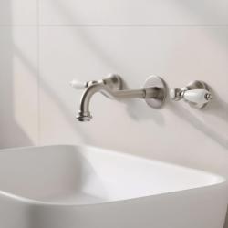 PB klasická batéria, vstavaná nástenná batéria s bielymi pákami, výtok 25 cm, nerezová oceľ 1208854402