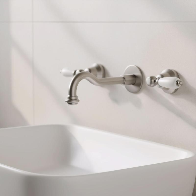 PB klasická batéria, vstavaná nástenná batéria s bielymi pákami, výtok 25 cm, nerezová oceľ 1208854402