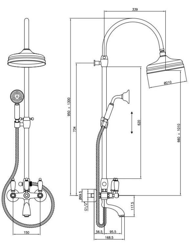 PB klasická nástenná sprchová sada s dažďovou sprchou Bronz 1208854822