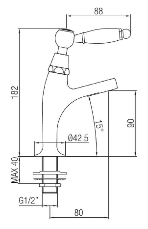 PB klasický fontánový kohútik s bielou rukoväťou, studená voda, malý model, nerezová oceľ 1208854912