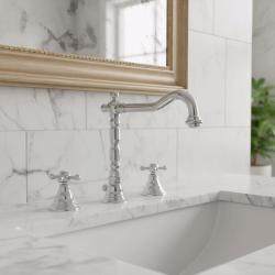 PB klasická 3-otvorová umývadlová batéria s hviezdicovými rukoväťami, výtok 18,5 cm Chróm 1208854922