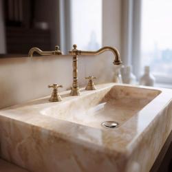 PB klasická 3-otvorová umývadlová batéria s hviezdicovými rukoväťami, výtok 18,5 cm Bronz 1208854942