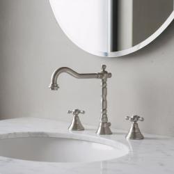 PB klasická 3-otvorová umývadlová batéria s hviezdicovými rukoväťami, výtok 18,5 cm, nerez 1208854952