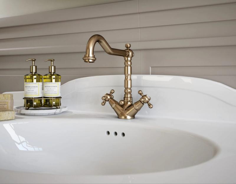 PB klasická umývadlová batéria s hviezdicovými rukoväťami, výtok 18,5 cm Bronz 1208854962