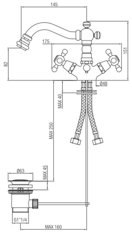 PB klasická bidetová batéria 145 mm výtok Chróm 1208855012