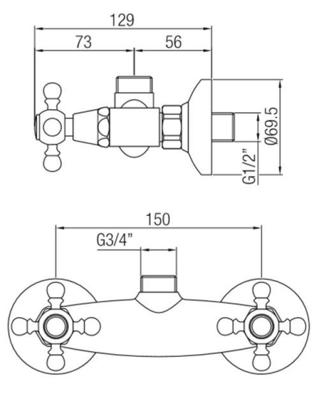 PB klasický batériový sprchový mixér s gombíkmi Chróm horné pripojenie 1208855302