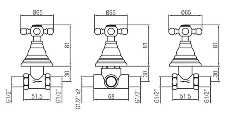 PB klasická 3-cestná vstavaná sprchová sada s prepínačom a hviezdicovými rukoväťami Bronz 1208855402