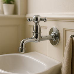 PB klasický nástenný fontánový kohútik s hviezdicovou rukoväťou na studenú vodu, chróm 1208855592