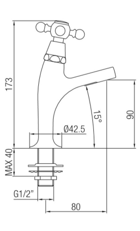 PB klasická fontánová batéria s hviezdicovým gombíkom na studenú vodu, malý model, nerezová oceľ 1208855702