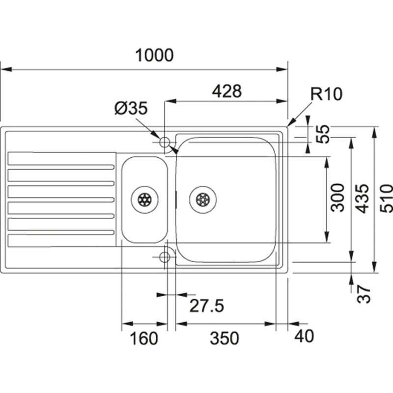 Franke Argos AGX 251 1,5 jeden a pol nerezový drez s odkvapkávačom, rovná montáž 1000x510 127.0380.391