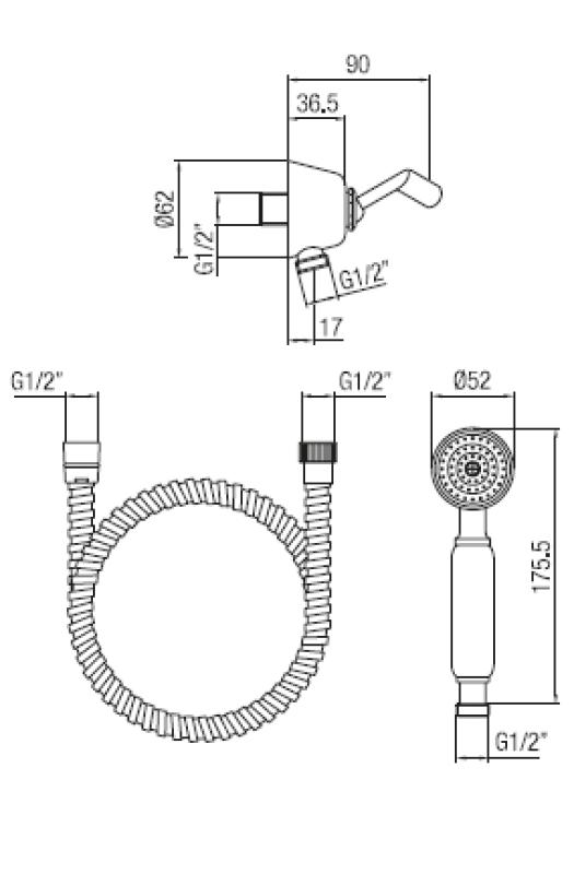 PB klasická ručná sprchová súprava s háčikom na zavesenie bronz 1208899042
