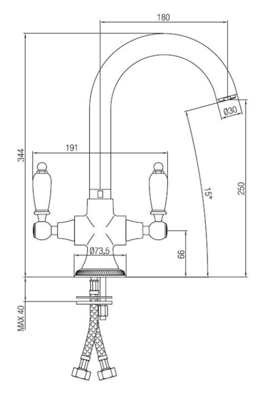 PB klasická kuchynská batéria s bielymi rukoväťami chróm 1208910882