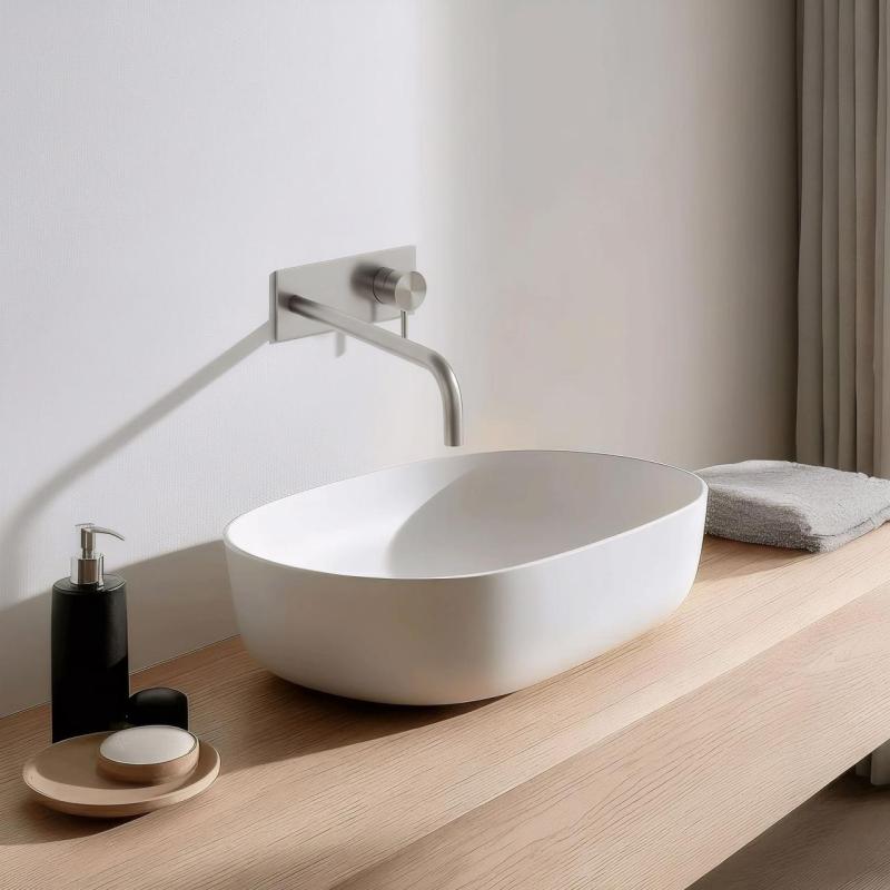 Waterevolution Flow vstavaná batéria s krycou doskou, celá z nehrdzavejúcej ocele, s výtokom 25 cm T1161BIE-25