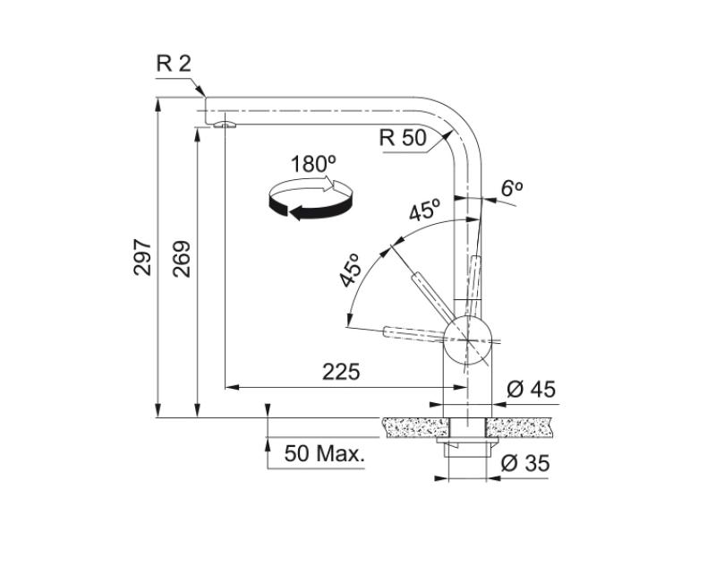 Franke Atlas Neo kuchynská batéria s otočným výtokom, kartáčovaná matná čierna 115.0550.424