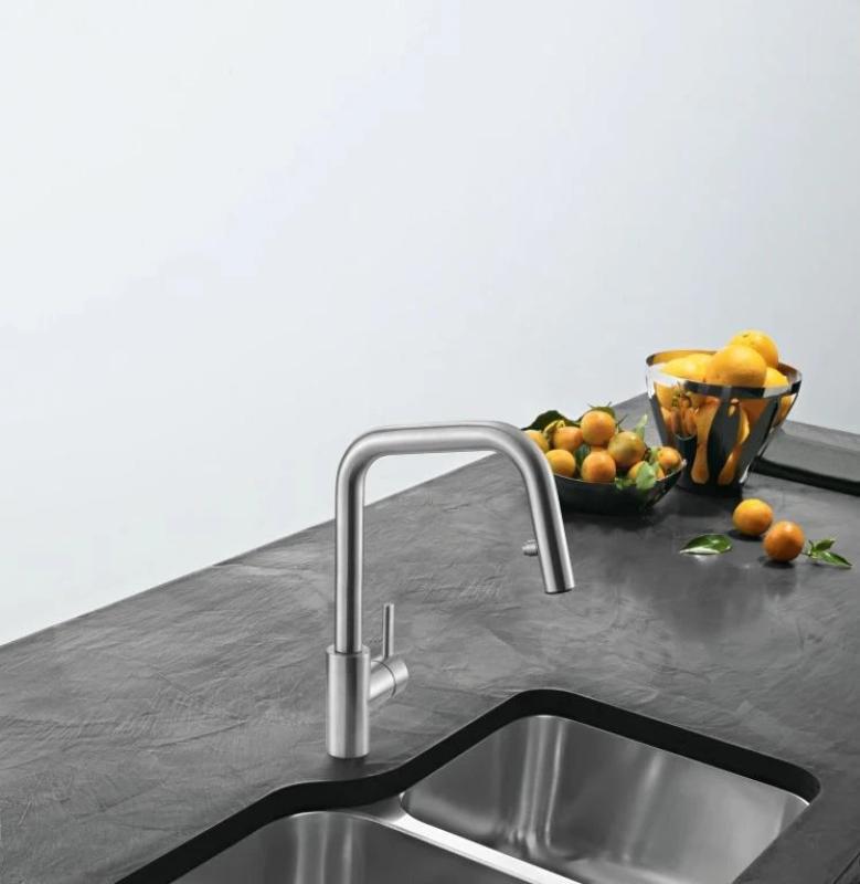 Franke Kuchynská batéria Kubus s výsuvnou sprchovou hlavicou, nehrdzavejúca oceľ 115.0529.207