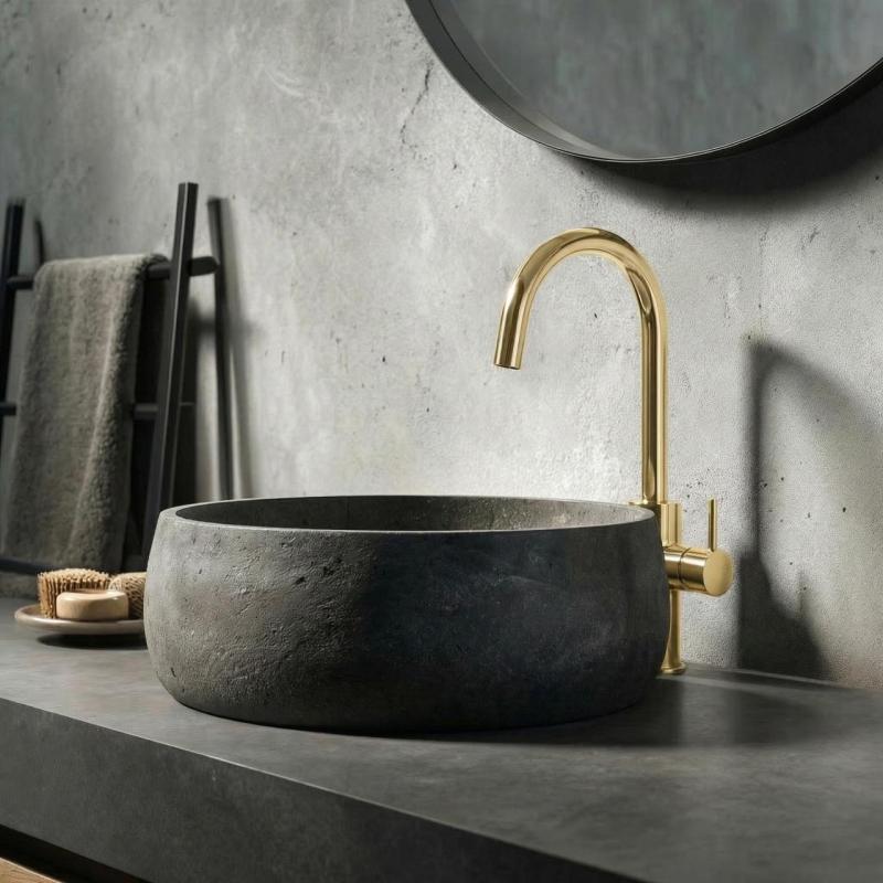 Waterevolution Flow umývadlová batéria vysoký model PVD brúsená svetlo zlatá T1121FUWGE