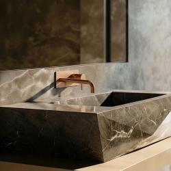 Waterevolution Flow vstavaná umývadlová batéria s krycou doskou PVD Kartáčovaná Meď s výtokom 15 cm T1161CPE-15