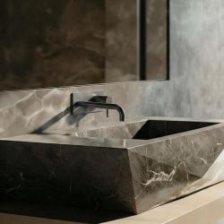 Waterevolution Flow vstavaná umývadlová batéria s krycou doskou PVD Gun Metal s výtokom 15 cm T1161GME-15