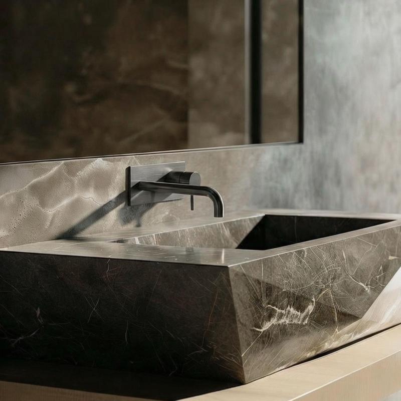 Waterevolution Flow vstavaná umývadlová batéria s krycou doskou PVD Gun Metal s výtokom 15 cm T1161GME-15